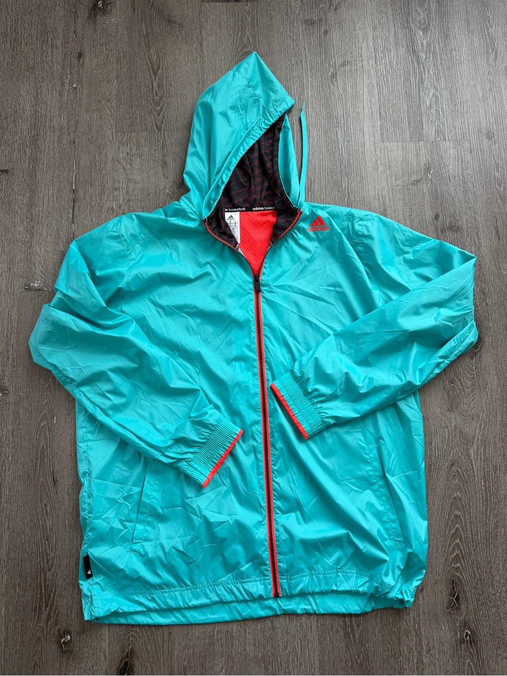adidas Men’s Teal Hooded Windbreaker Jacket